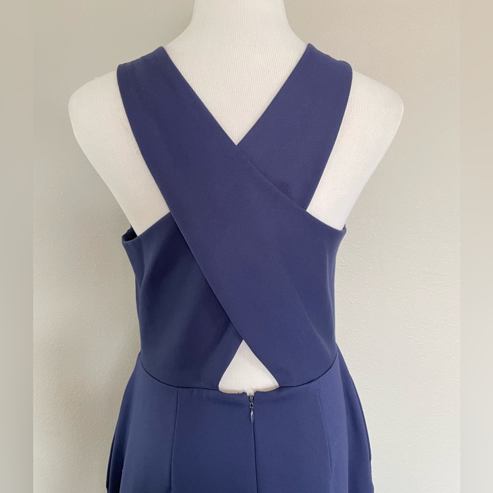 NWT Banana Republic Dress Navy Blue Ponte Midi Cross Back Sleeveless w/pockets! - Picture 5 of 7